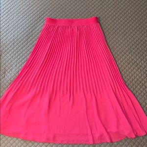 J crew pink long pleated skirt